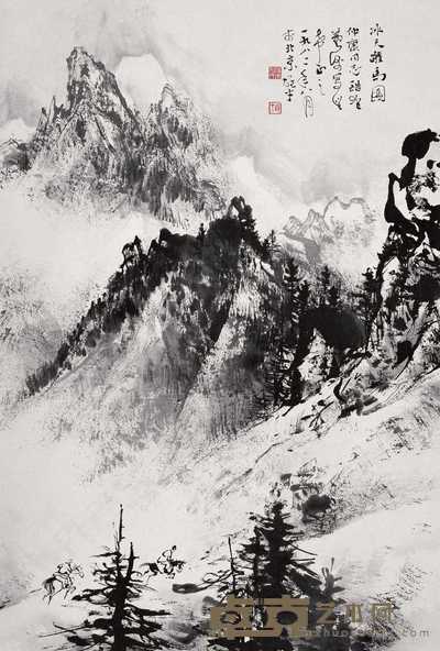 黎雄才 1982年作 冰天跃马图 镜心 67×44cm